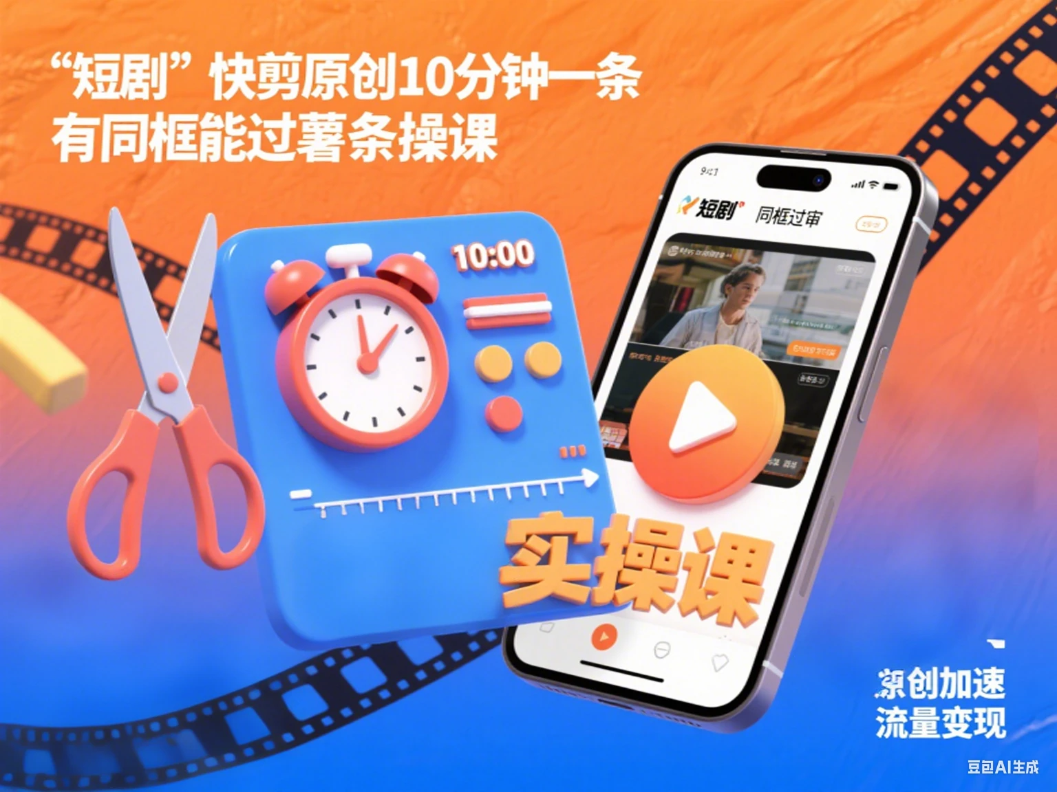 短剧 快剪原创10分钟一条 有同框能过薯条实操课