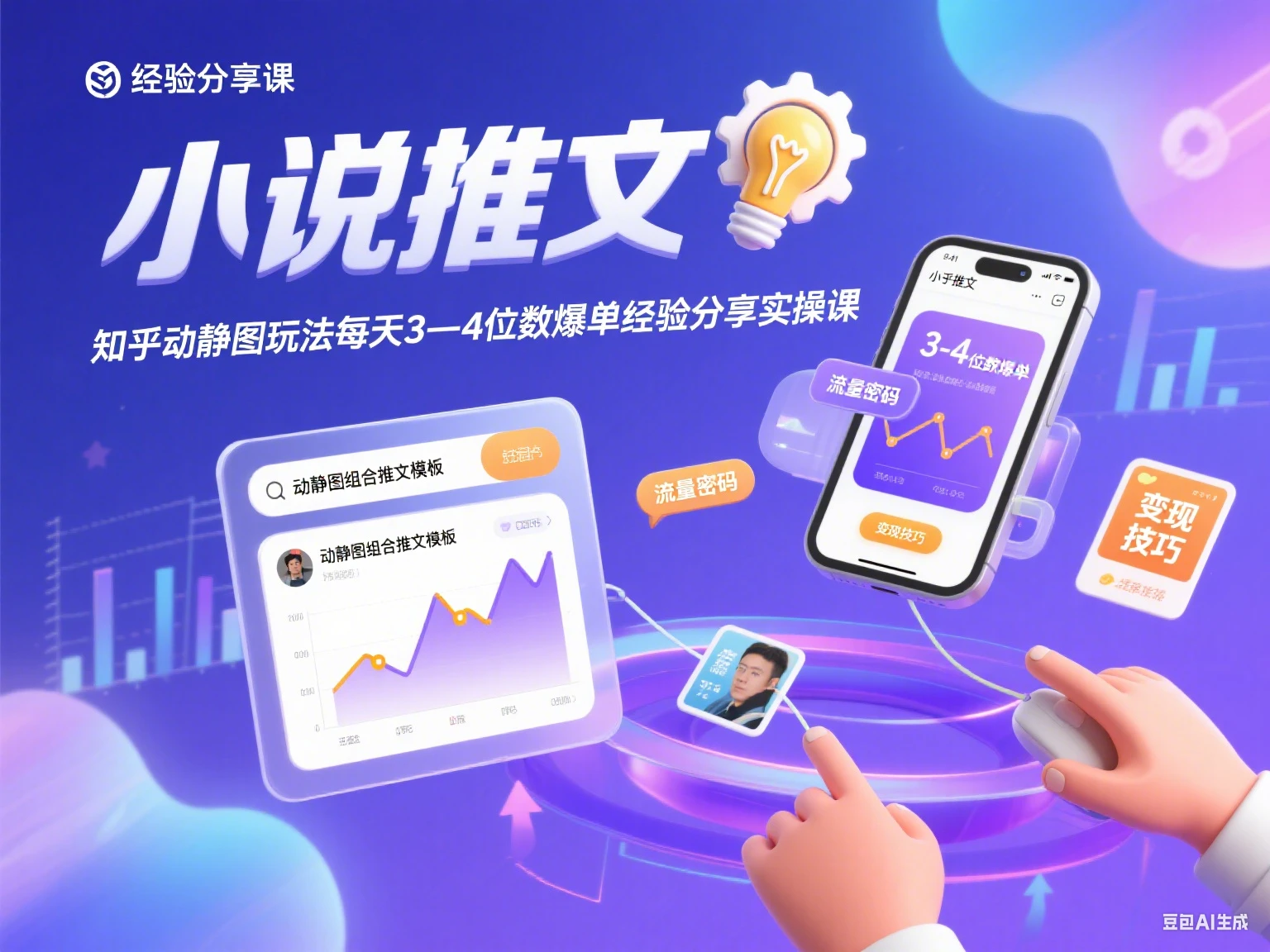 小说推文 知乎动静图玩法每天3—4位数爆单经验分享实操课