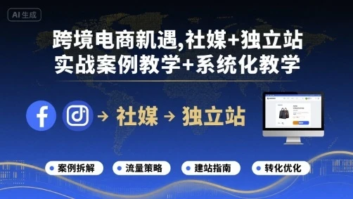 【精】跨境电商新机遇，社媒+独立站，实战案例教学+系统化教学