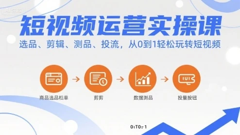 【精】短视频运营实操课,选品、剪辑、测品、投流,从0到1轻松玩转短视频