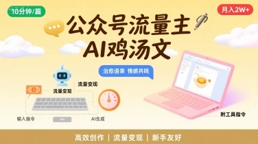 公众号流量主,用AI写鸡汤文,10分钟一篇,最高月入2W【附工具指令】