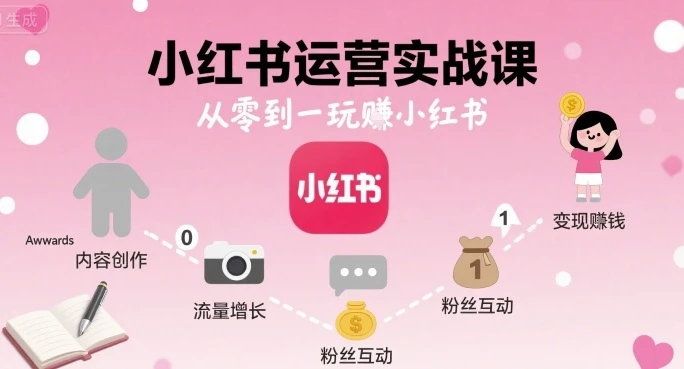【精】小红书运营实战课，从零到一玩賺小红书