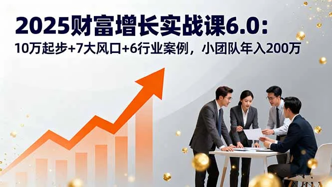 【精】2025财富增长实战课6.0:10万起步+7大风口+6行业案例,小团队年入200万