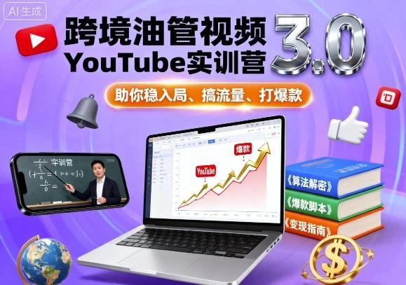 【精】跨境油管视频YouTube实训营3.0,助你稳入局、搞流量、打爆款