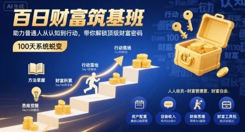 【精】百日财富筑基班，助力普通人从认知到行动，带你解锁顶级财富密码