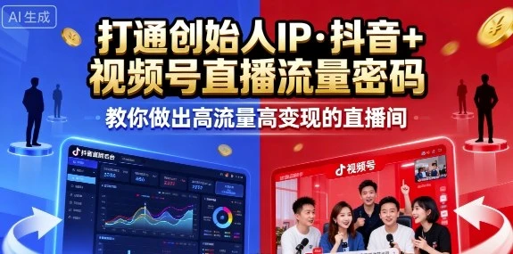 【精】25年直播9-10两期线下课,打通创始人IP,抖音+视频号直播流量密码,教你做出高流量高变现的直播间