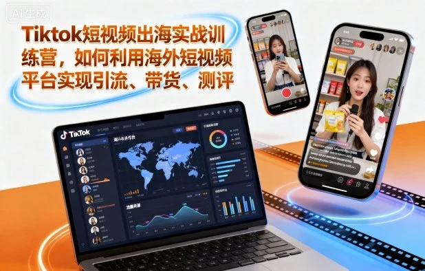 【精】Tiktok短视频出海实战训练营,如何利用海外短视频平台实现引流、带货、测评