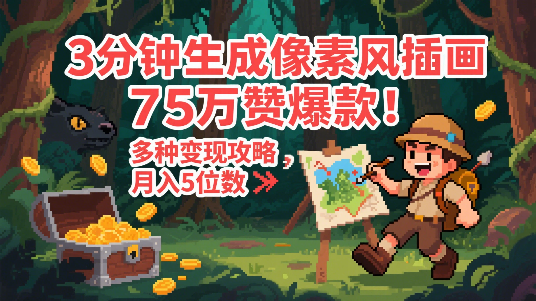 AI像素风视频,单条点赞75万,谁发谁火系列,多种变现方式,日入1000+