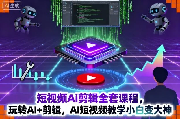 【精】短视频Ai剪辑全套课程，玩转AI+剪辑，AI短视频教学小白变大神