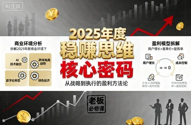 【精】2025年度稳賺思维老板创业营,拆解2025年新商业环境下,企业实现持续盈利的核心密码