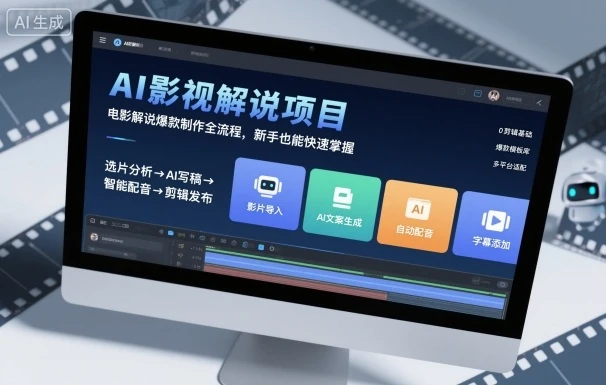 【精】AI影视解说项目，电影解说爆款制作全流程，新手也能快速掌握