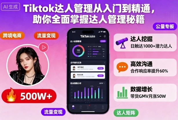 【精】Tiktok达人管理从入门到精通,助你全面掌握达人管理秘籍