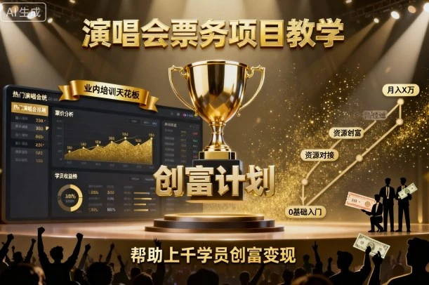 【精】演唱会票务项目教学,业内培训天花板,帮助上千学员创富变现(更新)