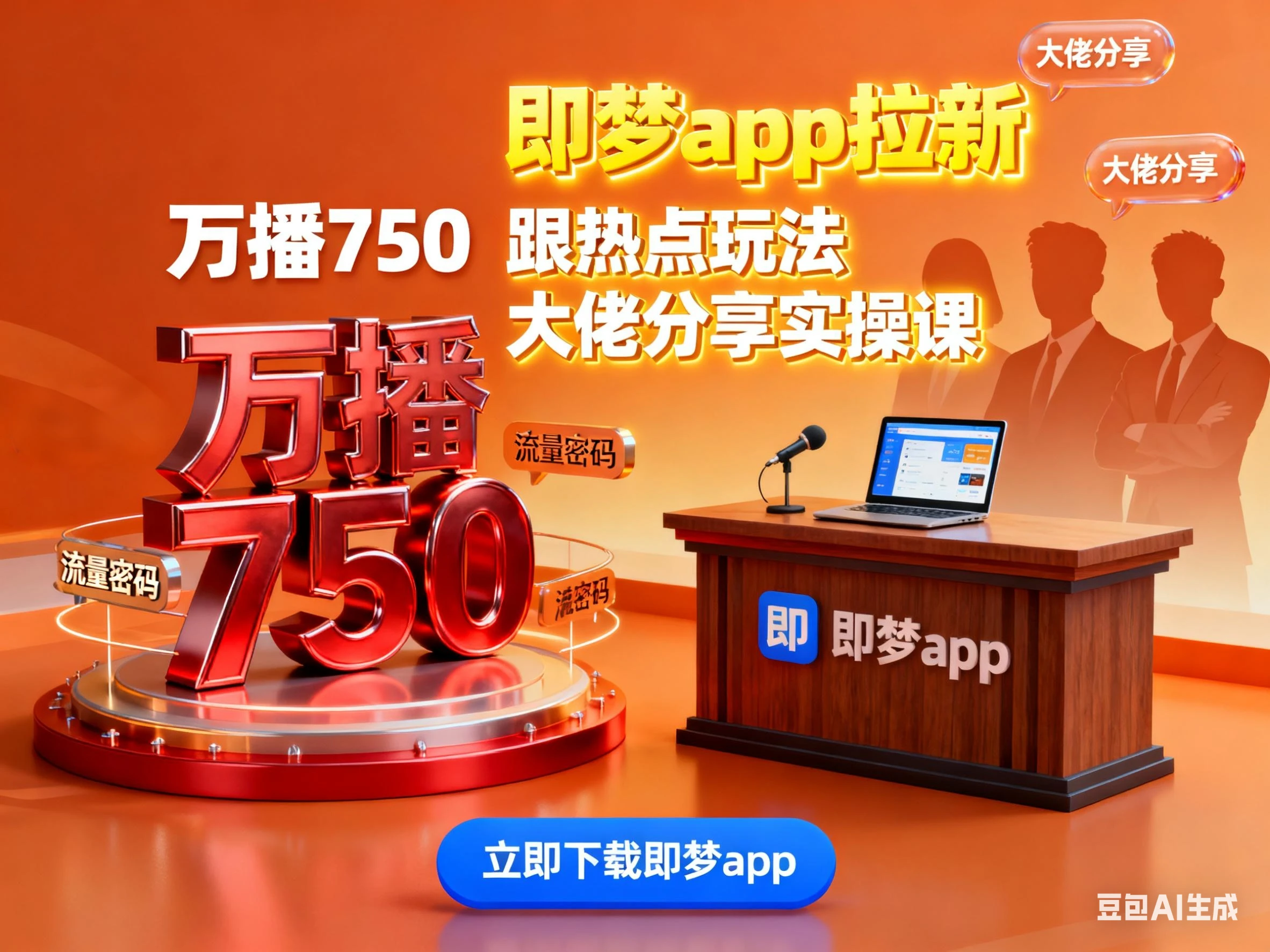 即梦app拉新 万播750 跟热点玩法 大佬分享实操课