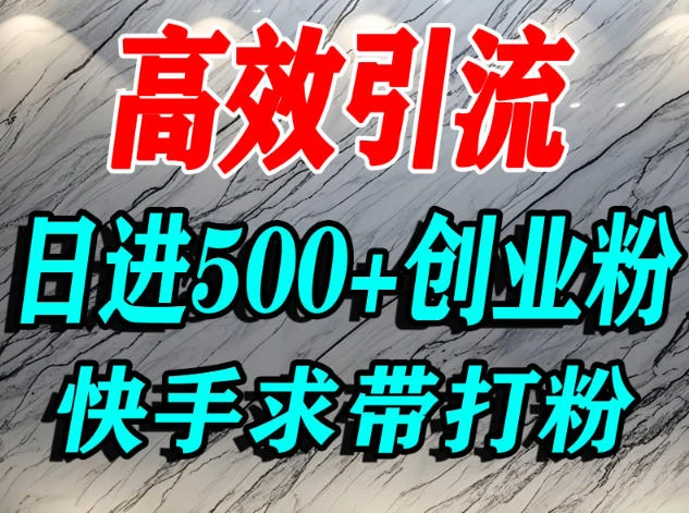 怎么打创业粉?快手求带视角精准引流创业粉,宝妈、学生群体日进500+精准流量