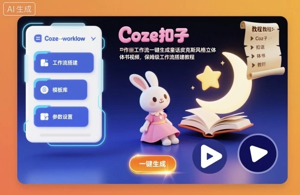 Coze扣子工作流一键生成童话皮克斯风格立体书视频，保姆级工作流搭建教程
