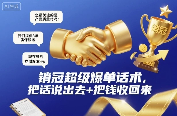 【精】销冠超级爆单话术,把话说出去+把钱收回来
