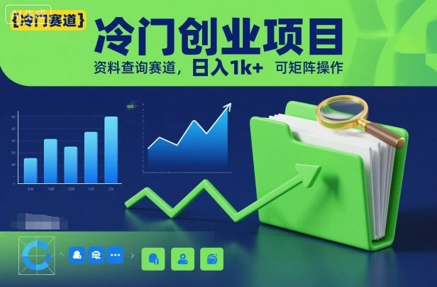 冷门创业项目,资料查询赛道,日入1k+,可矩阵操作
