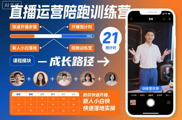 【精】直播运营陪跑训练营,教你快速开播,新人小白快速落地实操