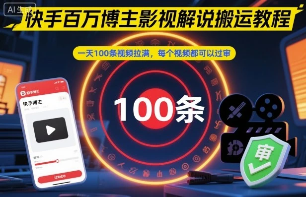 【精】快手百万博主影视解说搬运教程,一天100条视频拉满,每个视频都可以过审