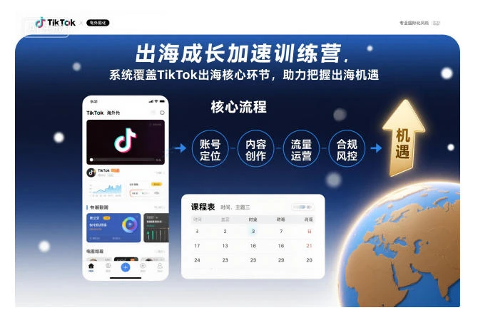 【精】出海成长加速训练营，系统覆盖TikTok出海核心环节，助力把握出海机遇（更新）