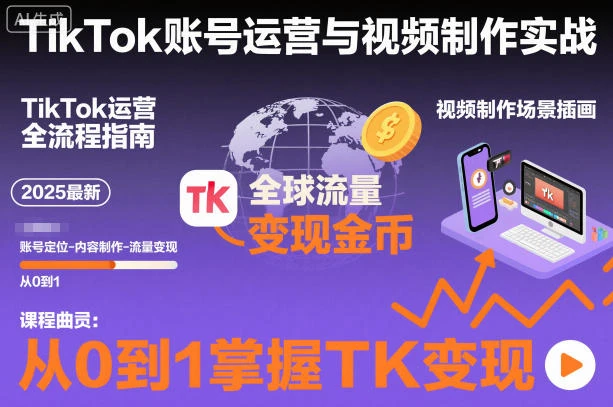 【精】2025最新TikTok账号运营与视频制作实战全流程,从0到1掌握TK变现(含11月最新TK搬运技术)