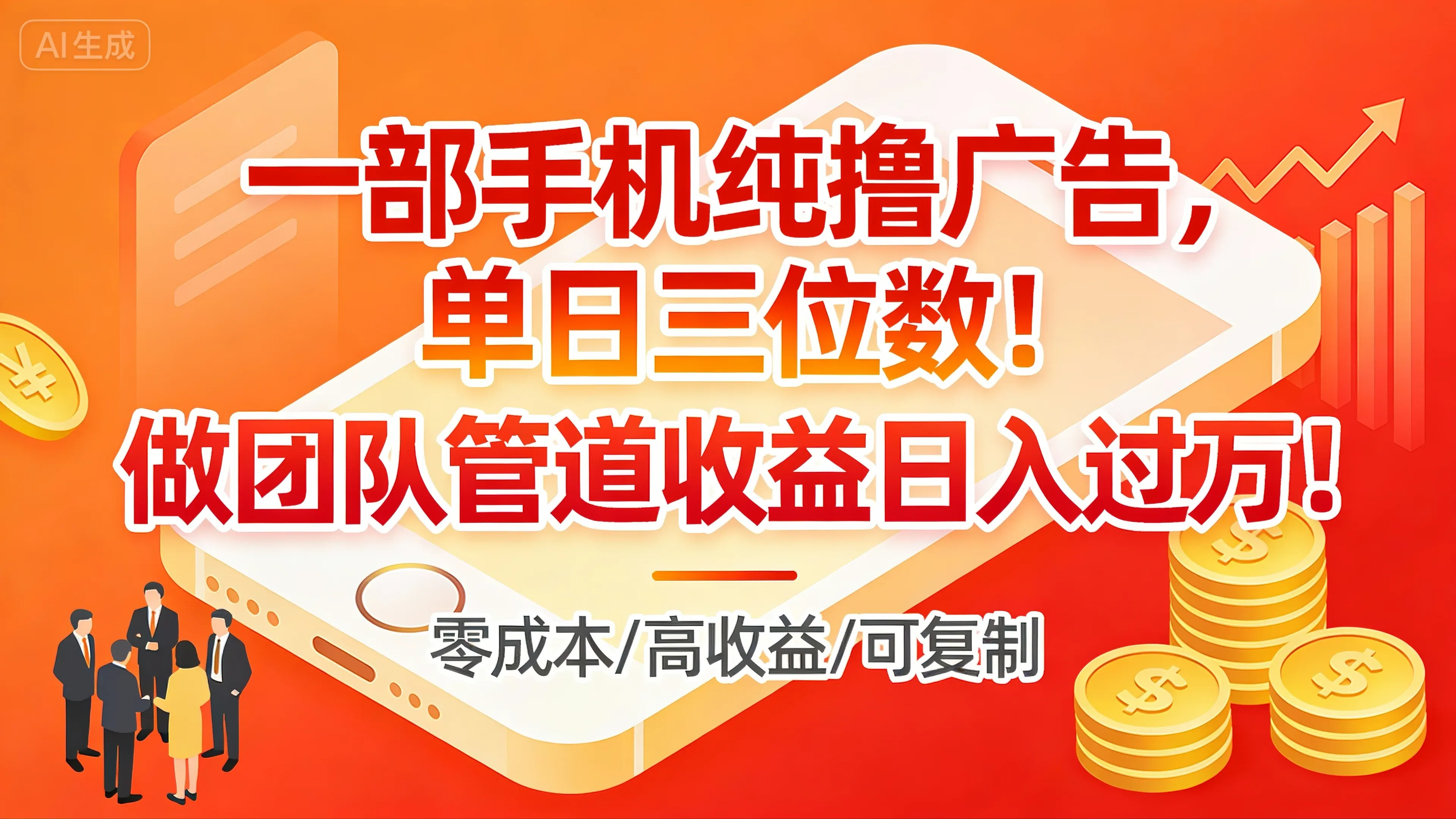 一部手机纯撸广告,单日三位数!做团队管道收益日入过万!