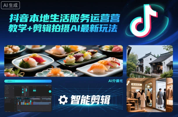 【精】抖音本地生活服务运营教学+剪辑拍摄AI最新玩法