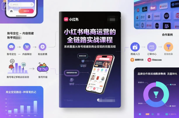 【精】小红书电商运营的全链路实战课程,系统覆盖从账号搭建到商业变现的完整流程