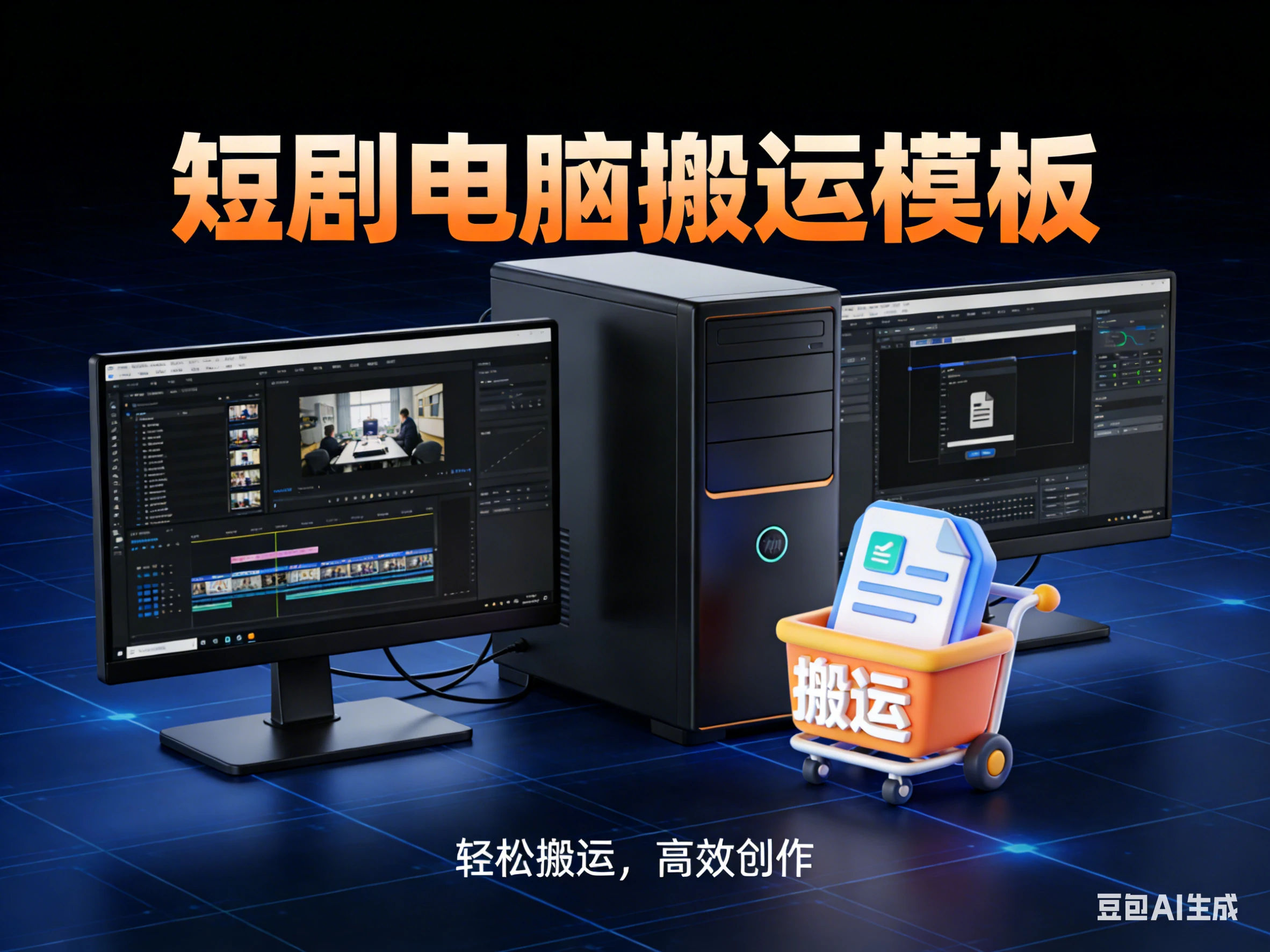 短剧 电脑搬运模版-副业吧