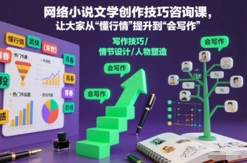 【精】网络小说文学创作技巧咨询课，让大家从“懂行情”提升到”会写作”的高度