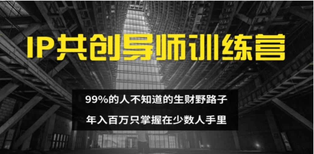 IP共创导师训练营 99%的人不知道的生财野路子 只掌握在少数人手里