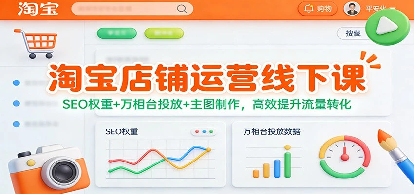 【精】淘宝店铺运营线下课：SEO权重+万相台投放+主图制作，高效提升流量转化-资源之家