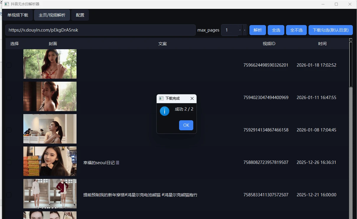 抖音无水印视频下载工具