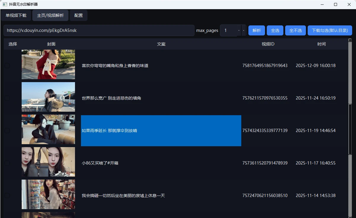 抖音无水印视频下载工具