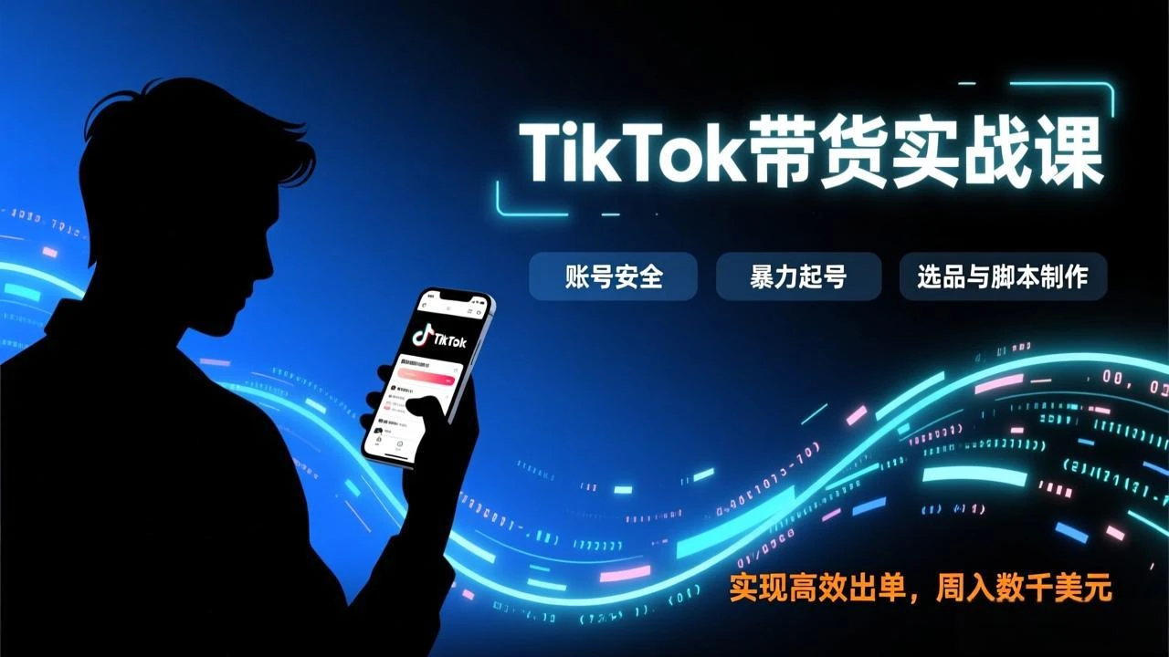 【精】TikTok带货实战课,涵盖账号安全、暴力起号、选品与脚本制作,实现高效出单,周入数千美元-资源之家 【精】TikTok带货实战课,涵盖账号安全、暴力起号、选品与脚本制作,实现高效出单,周入数千美元-资源之家