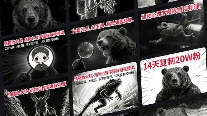 【精】情绪放大镜-动物心理学爆款短视频课,文案公式、AI生图、多平台变现,14天复制20W粉-资源之家 【精】情绪放大镜-动物心理学爆款短视频课,文案公式、AI生图、多平台变现,14天复制20W粉-资源之家