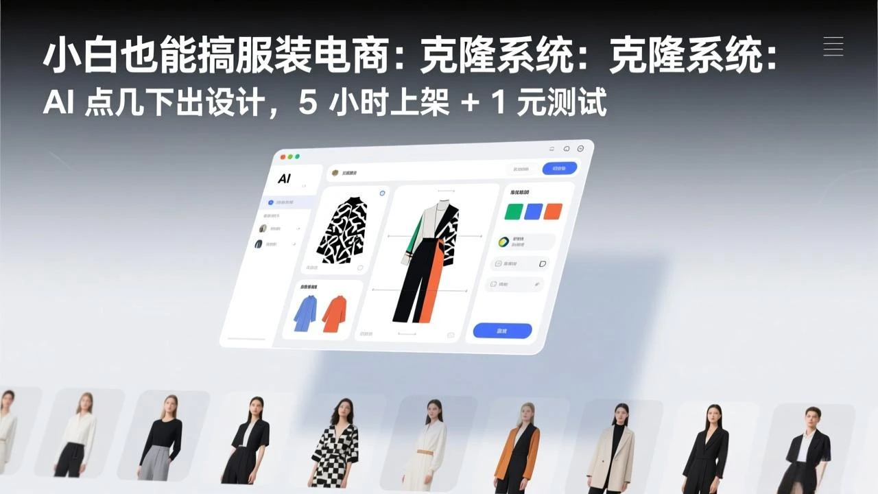 【精】小白也能搞服装电商：克隆系统：AI 点几下出设计，5 小时上架 + 1 元测试-资源之家