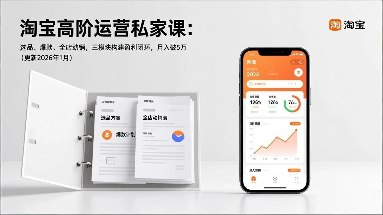 【精】淘宝高阶运营私家课：选品、爆款、全店动销，三模块构建盈利闭环，月入破5万（更新26年1月）-资源之家