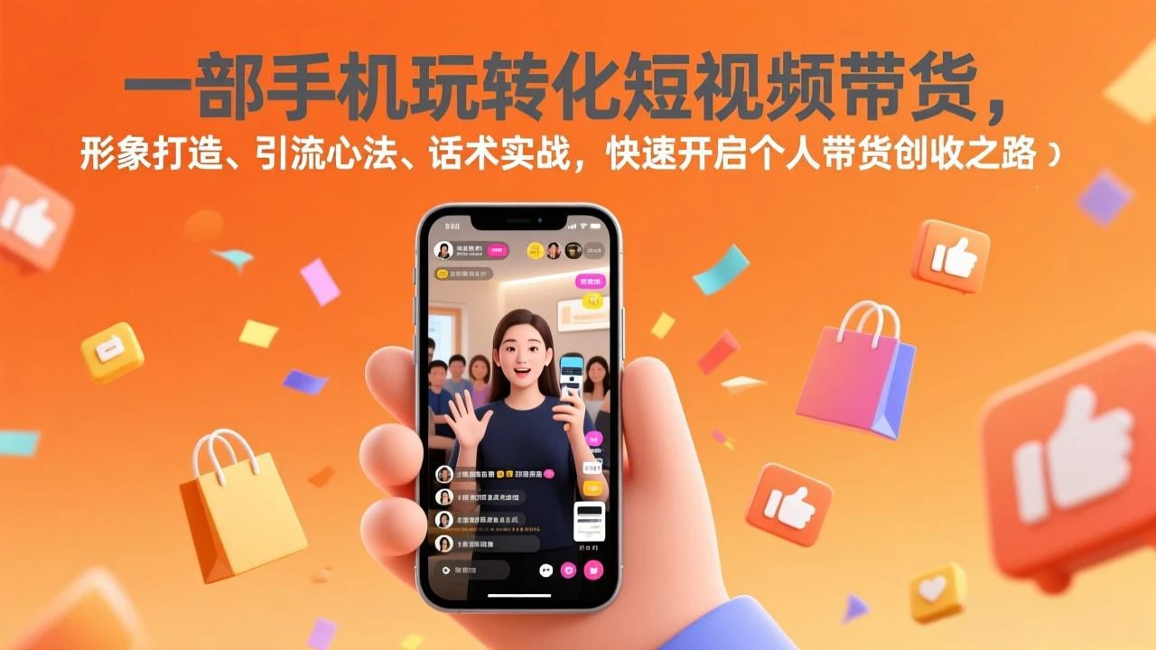 【精】一部手机玩转化短视频带货，形象打造、引流心法、话术实战，快速开启个人带货创收之路-资源之家