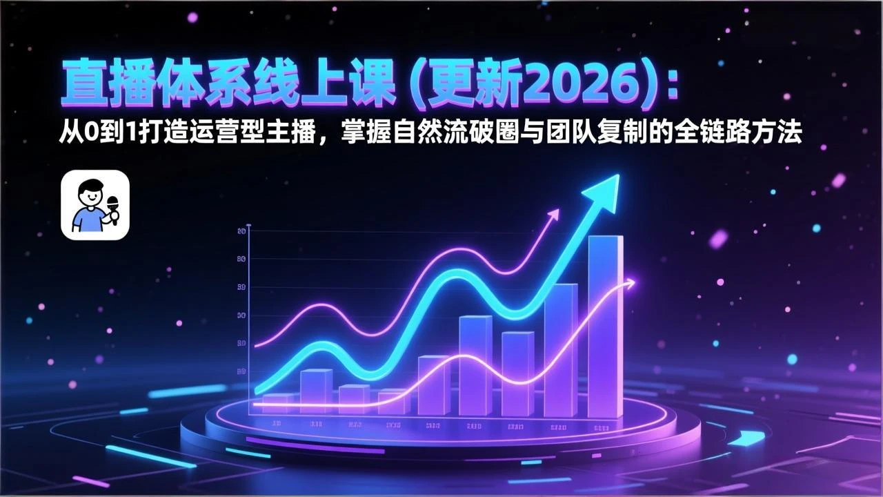 【精】直播体系线上课(更新2026)：从0到1打造运营型主播，掌握自然流破圈与团队复制的全链路方法-资源之家