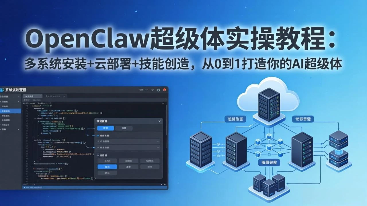 【精】OpenClaw-小龙虾 AI超级体实战指南:多系统安装+云部署+技能创造,从0到1构建你的被动收入项目
