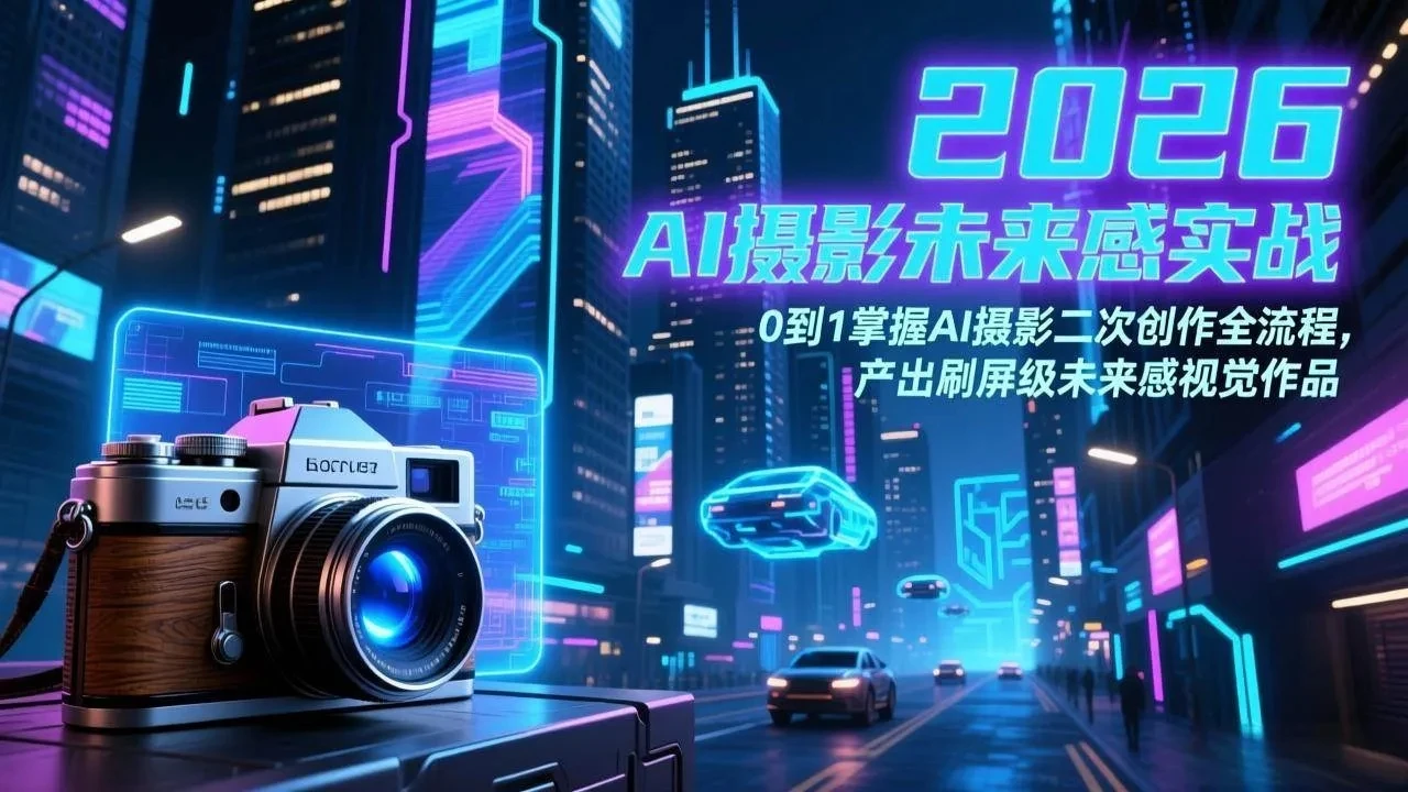 【精】2026 AI摄影未来感实战：0到1掌握AI摄影二次创作全流程，产出刷屏级未来感视觉作品-资源之家