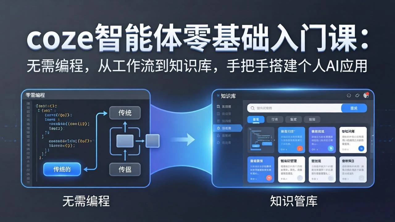 【精】coze智能体实战训练营零基础入门课：无需编程，从工作流到知识库，手把手搭建个人AI应用-副业吧