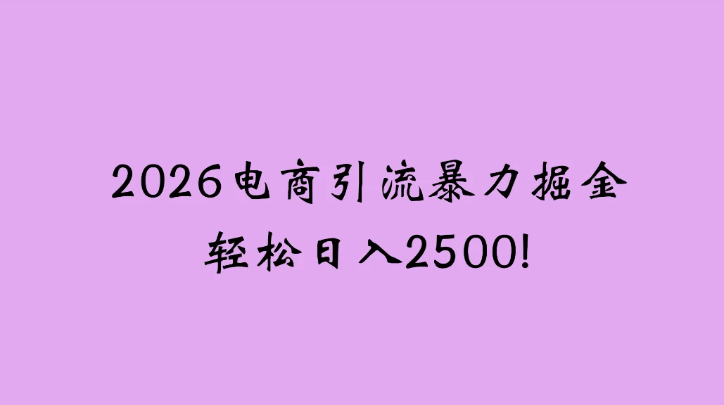 2026电商引流新玩法，日引200 日入2500+