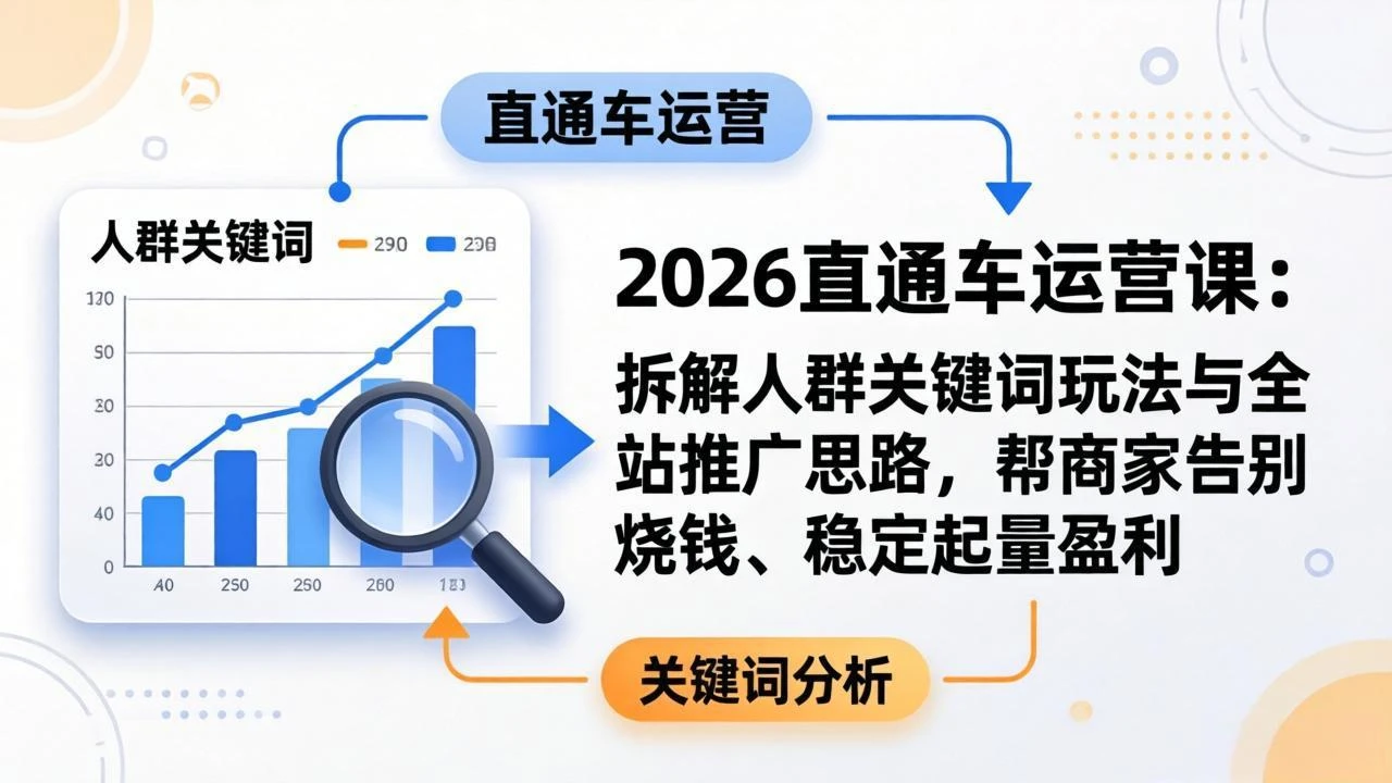 【精】2026直通车运营课:拆解人群关键词玩法与全站推广思路,帮商家告别烧钱、稳定起量盈利-资源之家 【精】2026直通车运营课:拆解人群关键词玩法与全站推广思路,帮商家告别烧钱、稳定起量盈利-资源之家