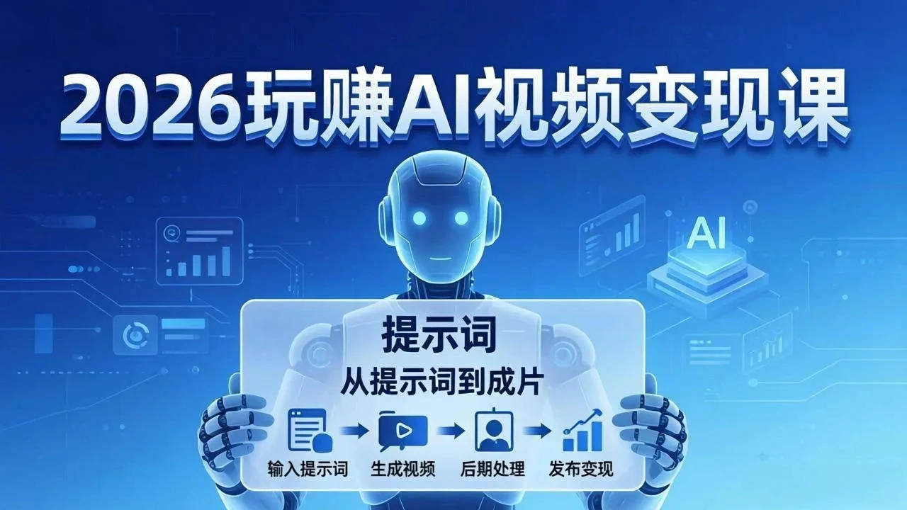【精】2026玩赚AI视频变现课：掌握 AI 视频全流程技能，从提示词到成片高效产出-资源之家