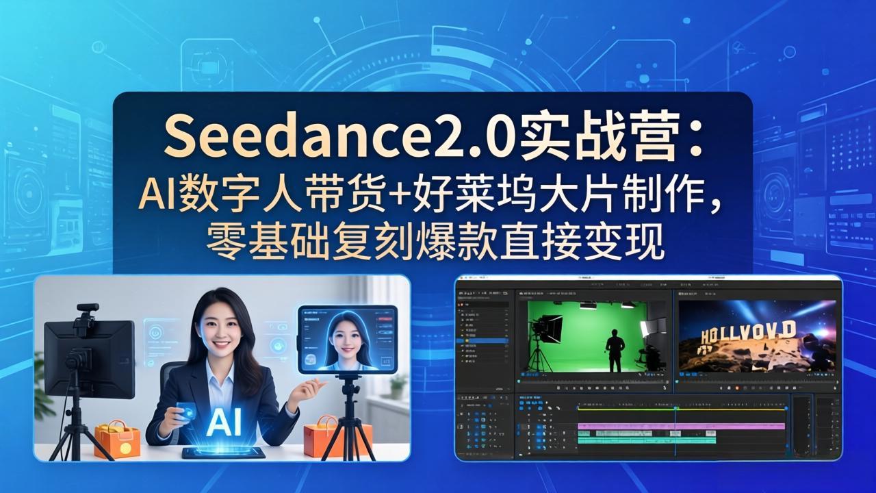 【精】Seedance2.0实战营：AI数字人带货+好莱坞大片制作，零基础复刻爆款直接变现