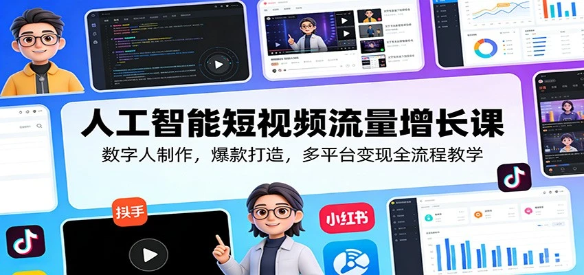 【精】人工智能短视频流量增长课:数字人制作,爆款打造,多平台变现全流程教学-资源之家 【精】人工智能短视频流量增长课:数字人制作,爆款打造,多平台变现全流程教学-资源之家
