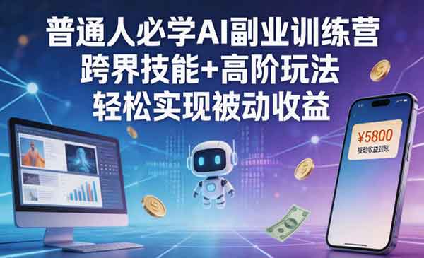 【精】普通人必学AI副业训练营,跨界技能+高阶玩法,轻松实现被动收益-副业吧 【精】普通人必学AI副业训练营,跨界技能+高阶玩法,轻松实现被动收益-副业吧